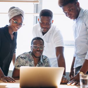 Group of afro americans working together